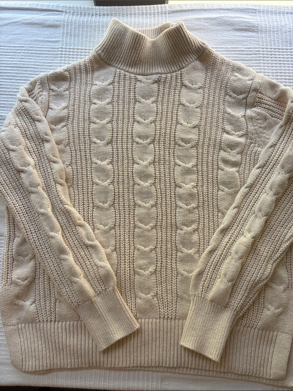 Banana Republic Cream Cable Knit Turtleneck Sweater